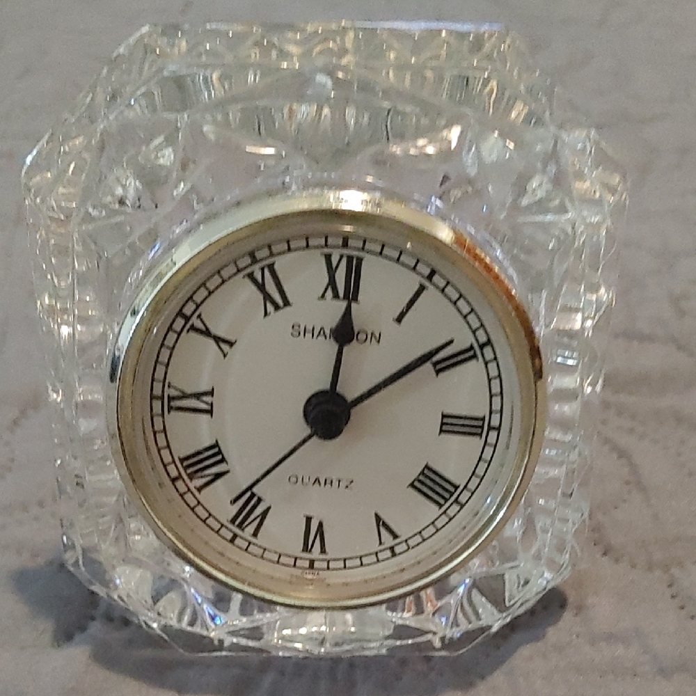 ✅$5 Add On Shannon Crystal Quartz Clock with Black and Gold Details